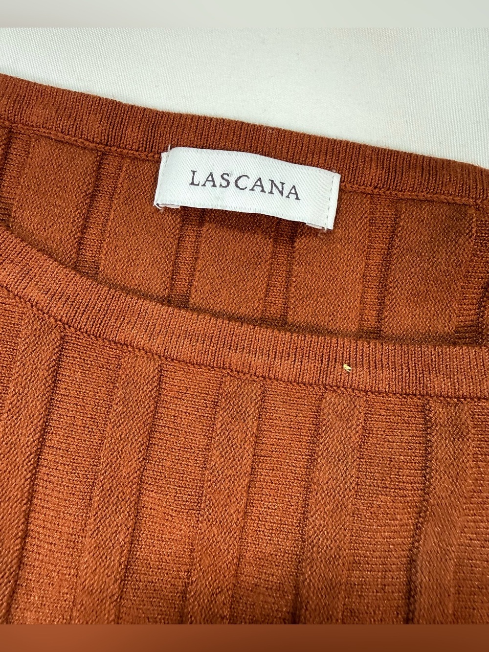 LASCANA Rust Ribbed Short Sleeve Sweater size 6 - Picture 9 of 13